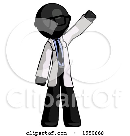 Black Doctor Scientist Man Waving Emphatically with Left Arm by Leo Blanchette