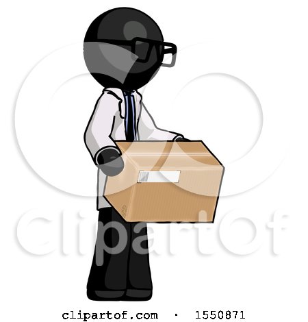 Black Doctor Scientist Man Holding Package to Send or Recieve in Mail by Leo Blanchette