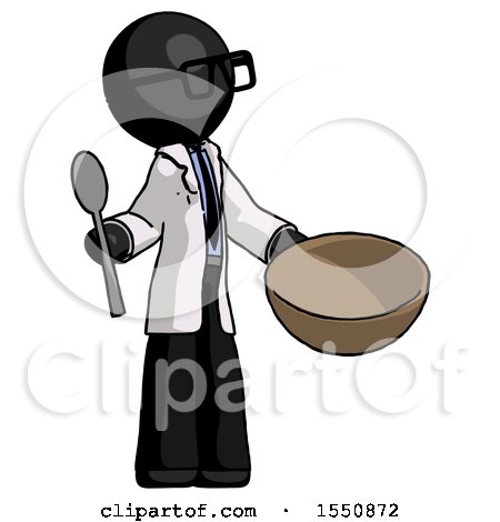 Black Doctor Scientist Man with Empty Bowl and Spoon Ready to Make Something by Leo Blanchette