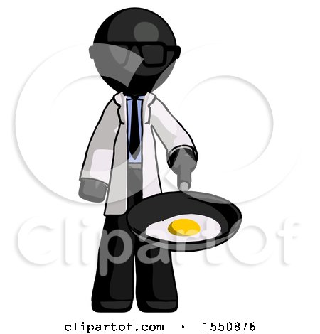 Black Doctor Scientist Man Frying Egg in Pan or Wok by Leo Blanchette