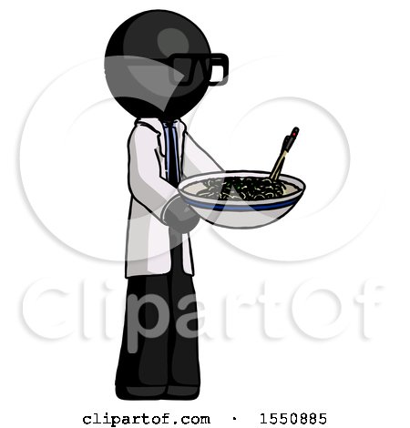 Black Doctor Scientist Man Holding Noodles Offering to Viewer by Leo Blanchette