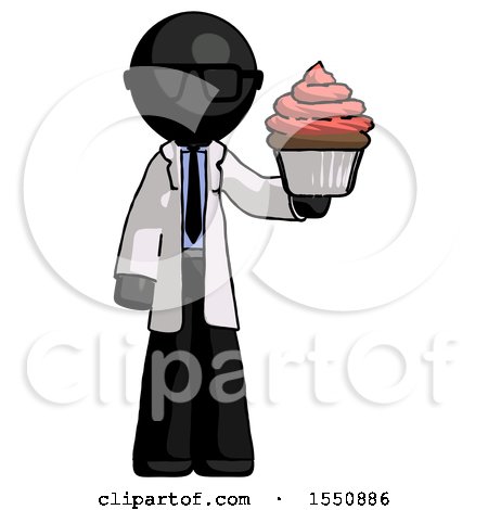 Black Doctor Scientist Man Presenting Pink Cupcake to Viewer by Leo Blanchette