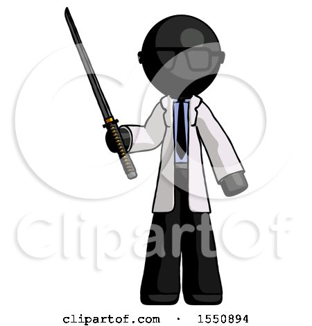 Black Doctor Scientist Man Standing up with Ninja Sword Katana by Leo Blanchette