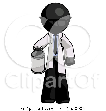 Black Doctor Scientist Man Begger Holding Can Begging or Asking for Charity by Leo Blanchette