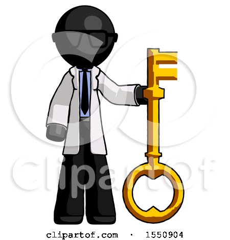 Black Doctor Scientist Man Holding Key Made of Gold by Leo Blanchette