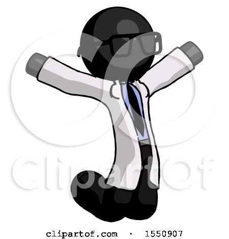 Black Doctor Scientist Man Jumping or Kneeling with Gladness by Leo Blanchette