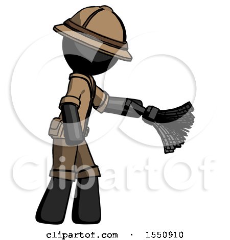 Black Explorer Ranger Man Dusting with Feather Duster Downwards by Leo Blanchette