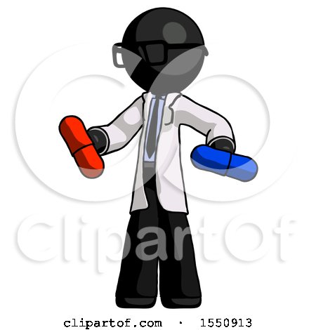 Black Doctor Scientist Man Red Pill or Blue Pill Concept by Leo Blanchette