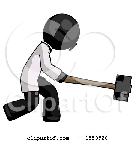 Black Doctor Scientist Man Hitting with Sledgehammer, or Smashing Something by Leo Blanchette