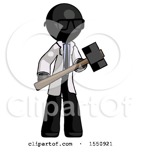 Black Doctor Scientist Man with Sledgehammer Standing Ready to Work or Defend by Leo Blanchette