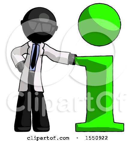 Black Doctor Scientist Man with Info Symbol Leaning up Against It by Leo Blanchette