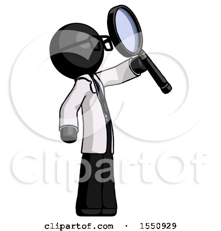 Black Doctor Scientist Man Inspecting with Large Magnifying Glass Facing up by Leo Blanchette