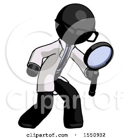 Black Doctor Scientist Man Inspecting with Large Magnifying Glass Right by Leo Blanchette