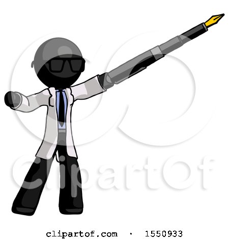 Black Doctor Scientist Man Pen Is Mightier Than the Sword Calligraphy Pose by Leo Blanchette