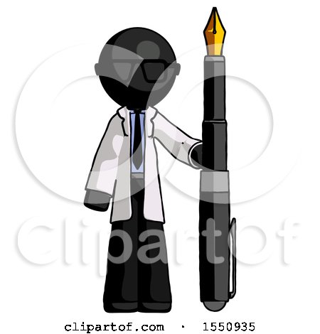 Black Doctor Scientist Man Holding Giant Calligraphy Pen by Leo Blanchette
