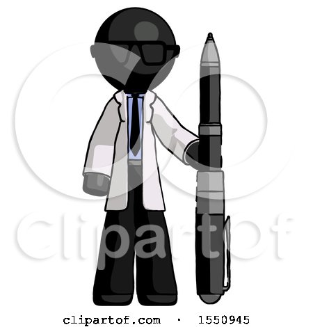 Black Doctor Scientist Man Holding Large Pen by Leo Blanchette
