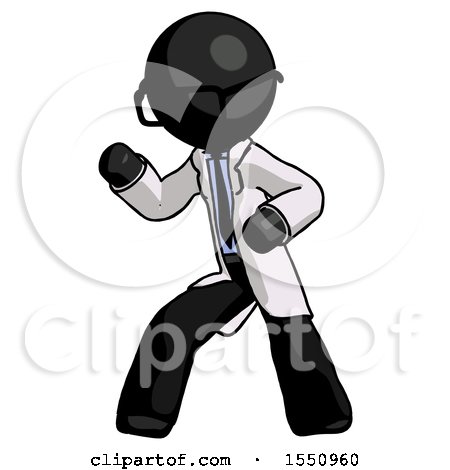 Black Doctor Scientist Man Martial Arts Defense Pose Left by Leo Blanchette