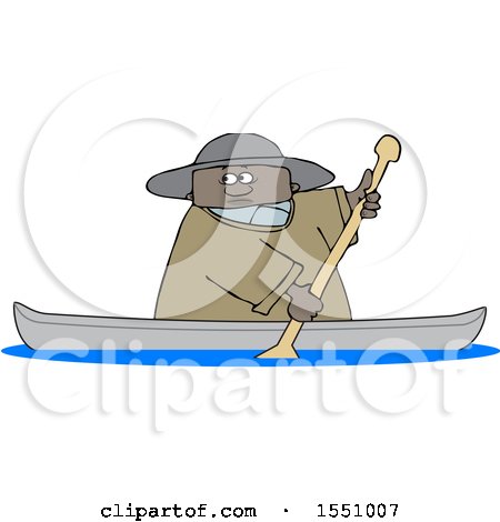 Clipart of a Cartoon Black Man Rowing a Canoe - Royalty Free Vector Illustration by djart