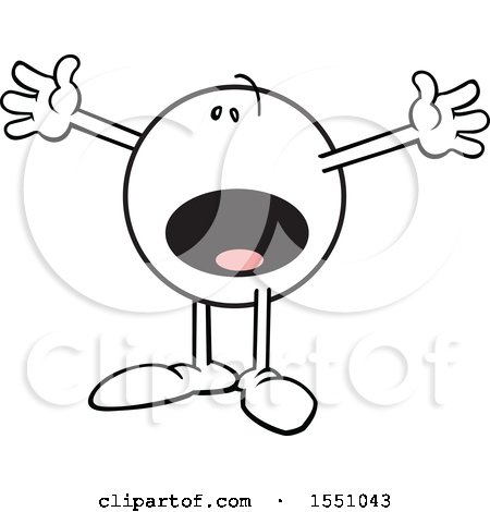 Clipart of an Amused Moodie Character Gesturing This Big - Royalty Free Vector Illustration by Johnny Sajem