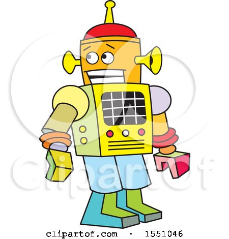 Clipart of a Colorful Robot - Royalty Free Vector Illustration by Johnny Sajem