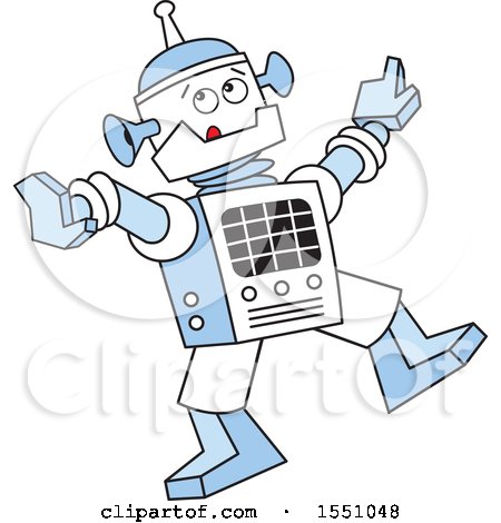 Clipart of a Robot Dancing - Royalty Free Vector Illustration by Johnny Sajem