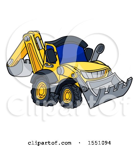 Clipart of a Yellow Digger Bulldozer Machine - Royalty Free Vector Illustration by AtStockIllustration