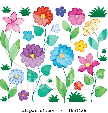 Clipart of Spring Time Flowers - Royalty Free Vector Illustration by visekart