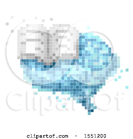 Clipart of a Pixelated Brain Icon with an Open Book - Royalty Free Vector Illustration by BNP Design Studio
