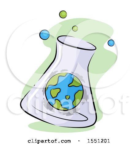Clipart of a Globe in a Science Flask - Royalty Free Vector Illustration by BNP Design Studio
