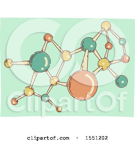 Clipart of a Sketched Molecule, on Green - Royalty Free Vector Illustration by BNP Design Studio