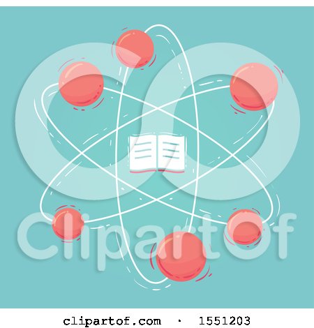 Clipart of a Book Atom on Blue - Royalty Free Vector Illustration by BNP Design Studio