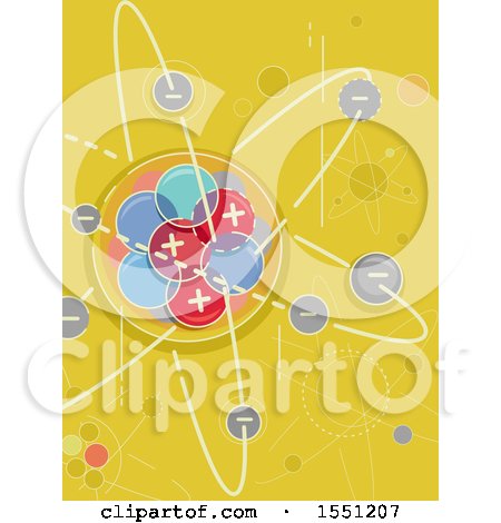 Clipart of an Atom with Negative and Positive Charges - Royalty Free Vector Illustration by BNP Design Studio