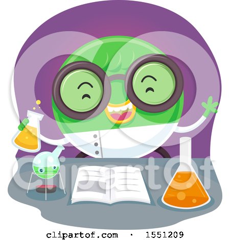 Clipart of a Scientist Monster Conducting an Experiment - Royalty Free Vector Illustration by BNP Design Studio