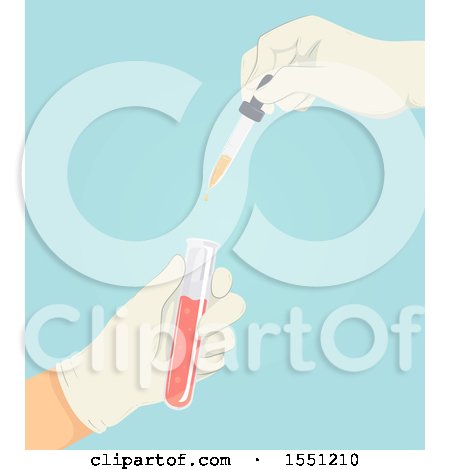 Clipart of a Hand Using a Dropper to Transfer Liquid to a Solution in a Test Tube - Royalty Free Vector Illustration by BNP Design Studio
