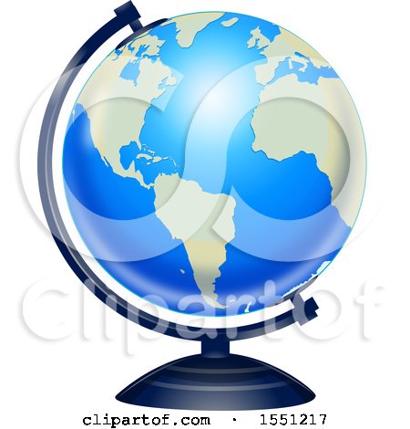 Clipart of a Blue Desk Globe - Royalty Free Vector Illustration by BNP Design Studio