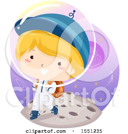 Clipart of a Boy Astronaut Going to School - Royalty Free Vector Illustration by BNP Design Studio