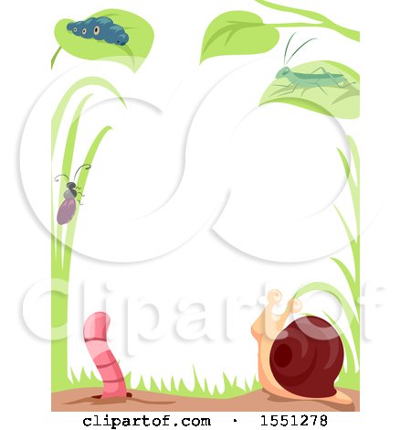Clipart of a Border of Garden Insects - Royalty Free Vector Illustration by BNP Design Studio