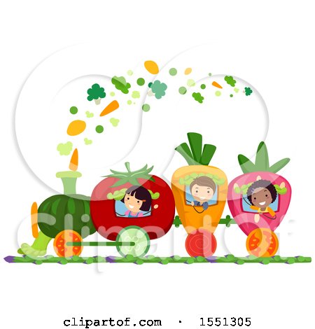 Clipart of a Group of Children on a Fruit and Vegetable Train - Royalty  Free Vector Illustration by BNP Design Studio #1551305