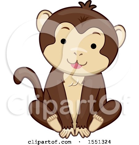 Clipart of a Cute Sitting Monkey - Royalty Free Vector Illustration by BNP Design Studio
