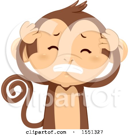 Clipart of a Monkey Mascot with a Headache - Royalty Free Vector Illustration by BNP Design Studio