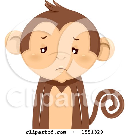 Clipart of a Depressed Monkey Mascot - Royalty Free Vector Illustration by BNP Design Studio