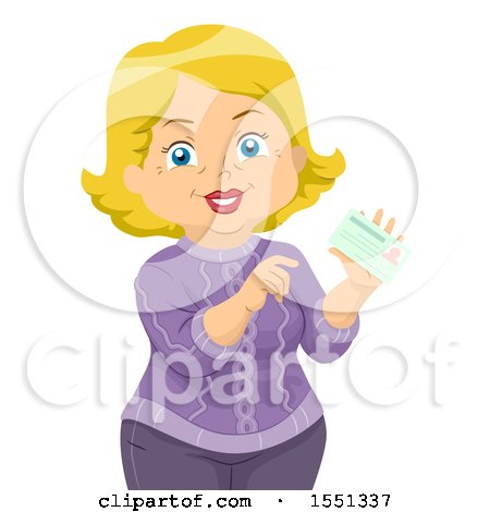 Clipart of a Happy Senior Woman Holding an Id Card - Royalty Free Vector Illustration by BNP Design Studio
