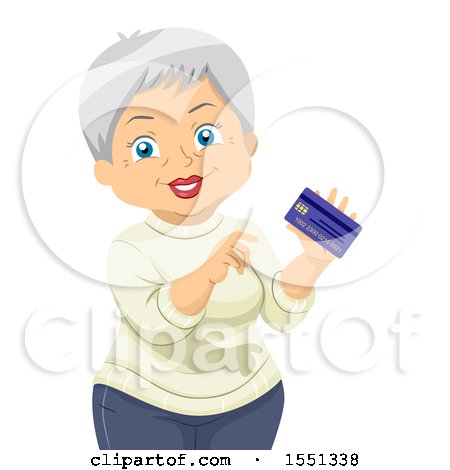 Clipart of a Happy Senior Woman Holding a Credit Card - Royalty Free Vector Illustration by BNP Design Studio