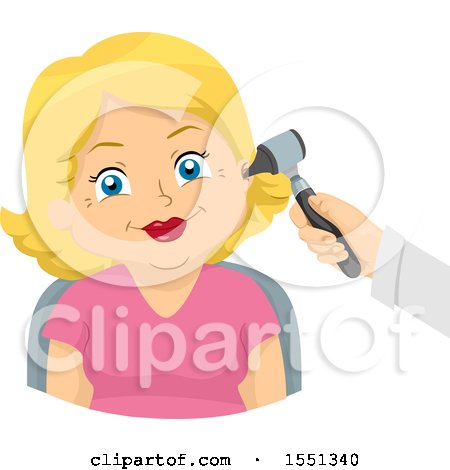 Clipart of a Happy Senior Woman Having a Hearing Exam - Royalty Free Vector Illustration by BNP Design Studio