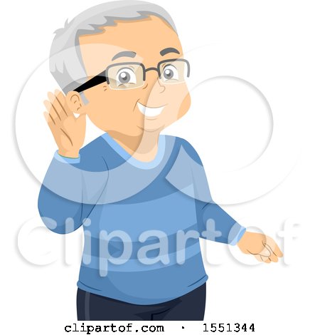 Clipart of a Senior Man Cupping His Ear to Hear - Royalty Free Vector Illustration by BNP Design Studio