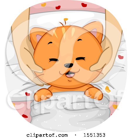 Clipart of a Ginger Cat Enjoying a Massage at a Spa - Royalty Free Vector Illustration by BNP Design Studio