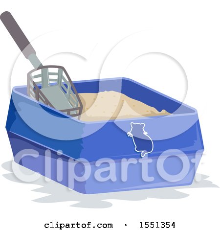 Clipart of a Scooper in a Kitty Litter Box - Royalty Free Vector Illustration by BNP Design Studio