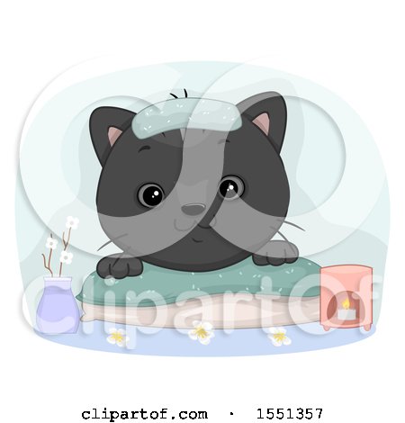 Clipart of a Spoiled Black Cat at a Spa - Royalty Free Vector Illustration by BNP Design Studio