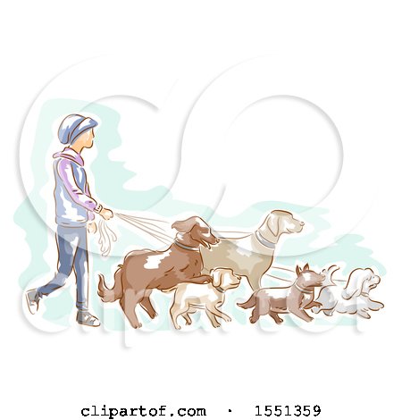 Clipart of a Male Professional Dog Walker - Royalty Free Vector Illustration by BNP Design Studio