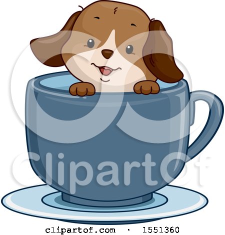 Clipart of a Cute Puppy in a Tea Cup - Royalty Free Vector Illustration by BNP Design Studio